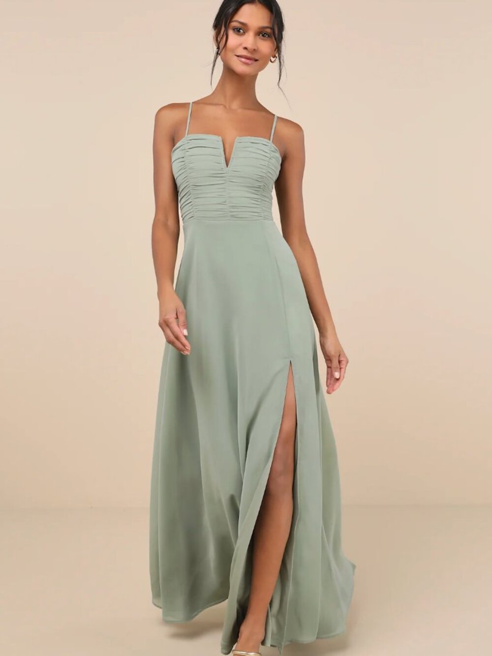 Lulus Sweeney Sage Brush Sleeveless Maxi Dress L / Sage Brush - Altered!